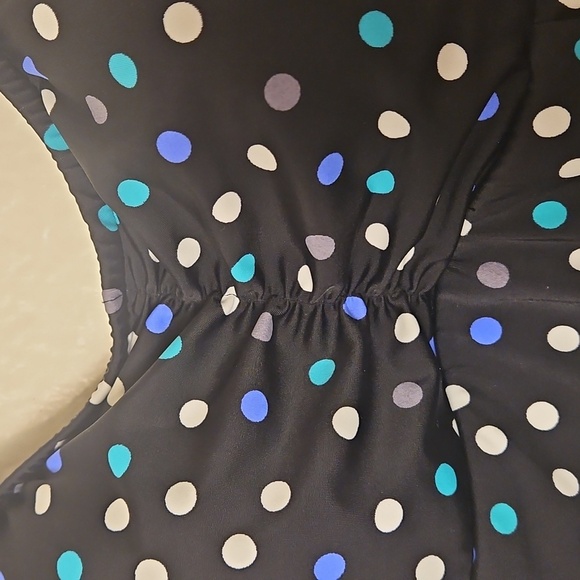 Black Polka Dot Swimdress Tankini Style One-Piece – Size 12 - Picture 6 of 11